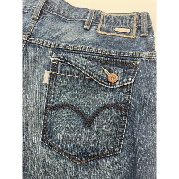 Levis Silvertab Jean Shorts Mens 40 Blue Denim Baggy Fit Dark Wash Flap Pockets - Picture 2 of 8